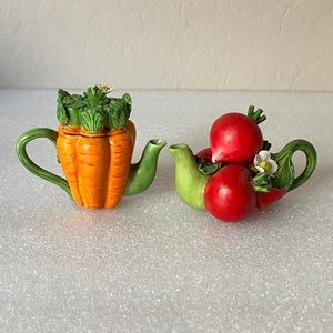 Vintage Khien Minature Teapots - Radish and Carrot